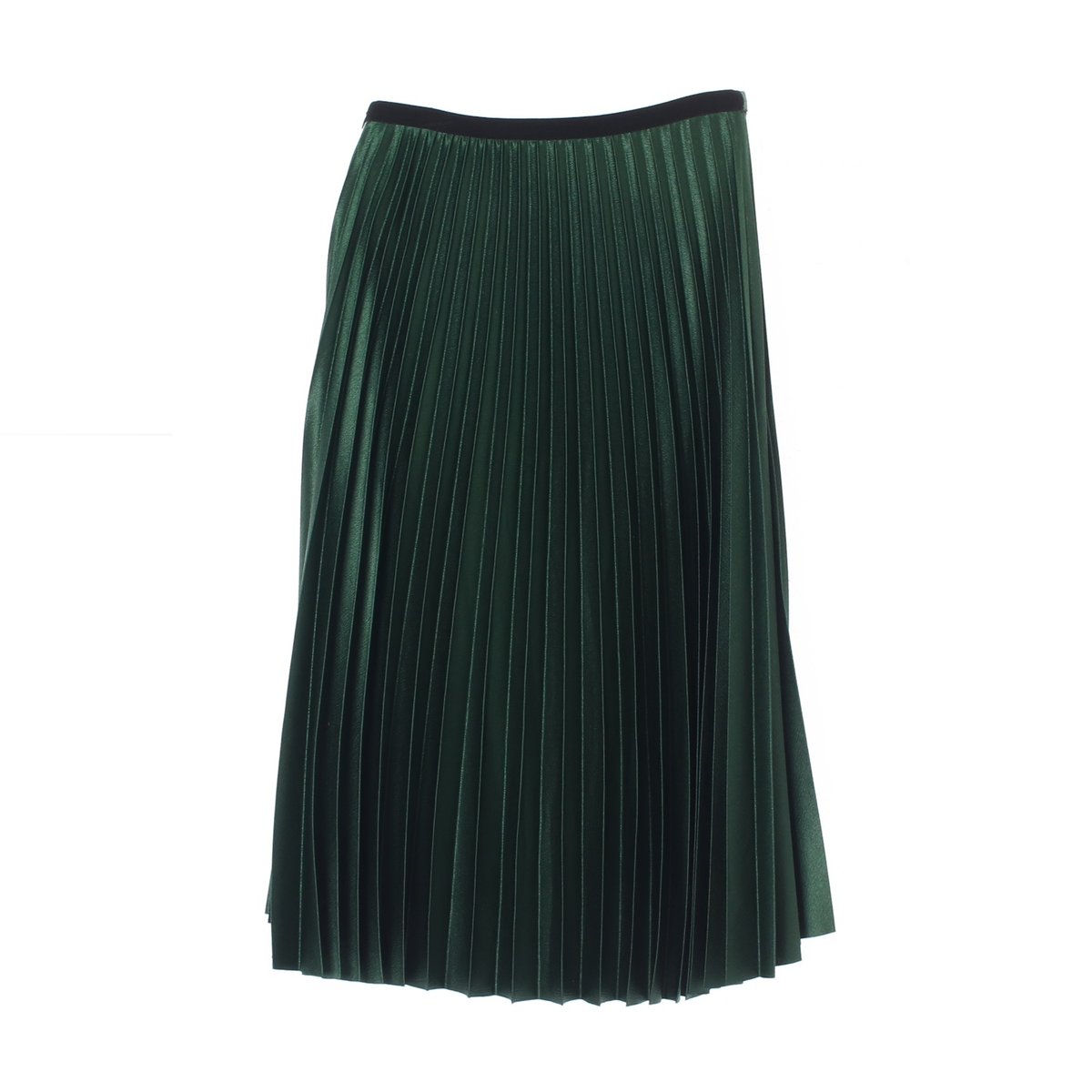 자라 그린 유광 플리츠 롱 스커트 이미지 4