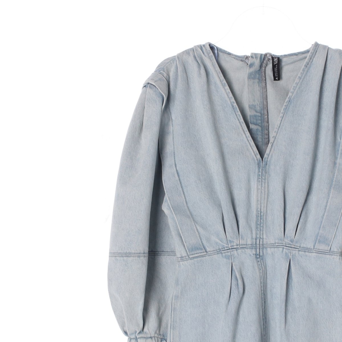 자라 연청 브이넥 긴팔 미니 데님원피스 이미지 2