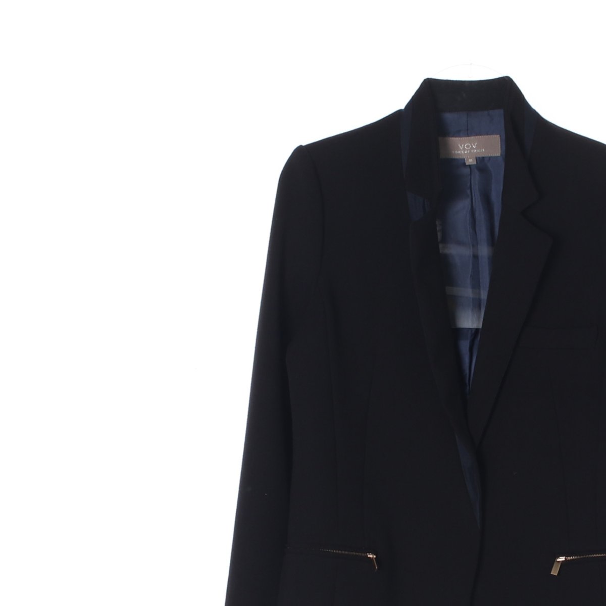 VOV보브 블랙 지퍼 싱글 롱 재킷 이미지 2