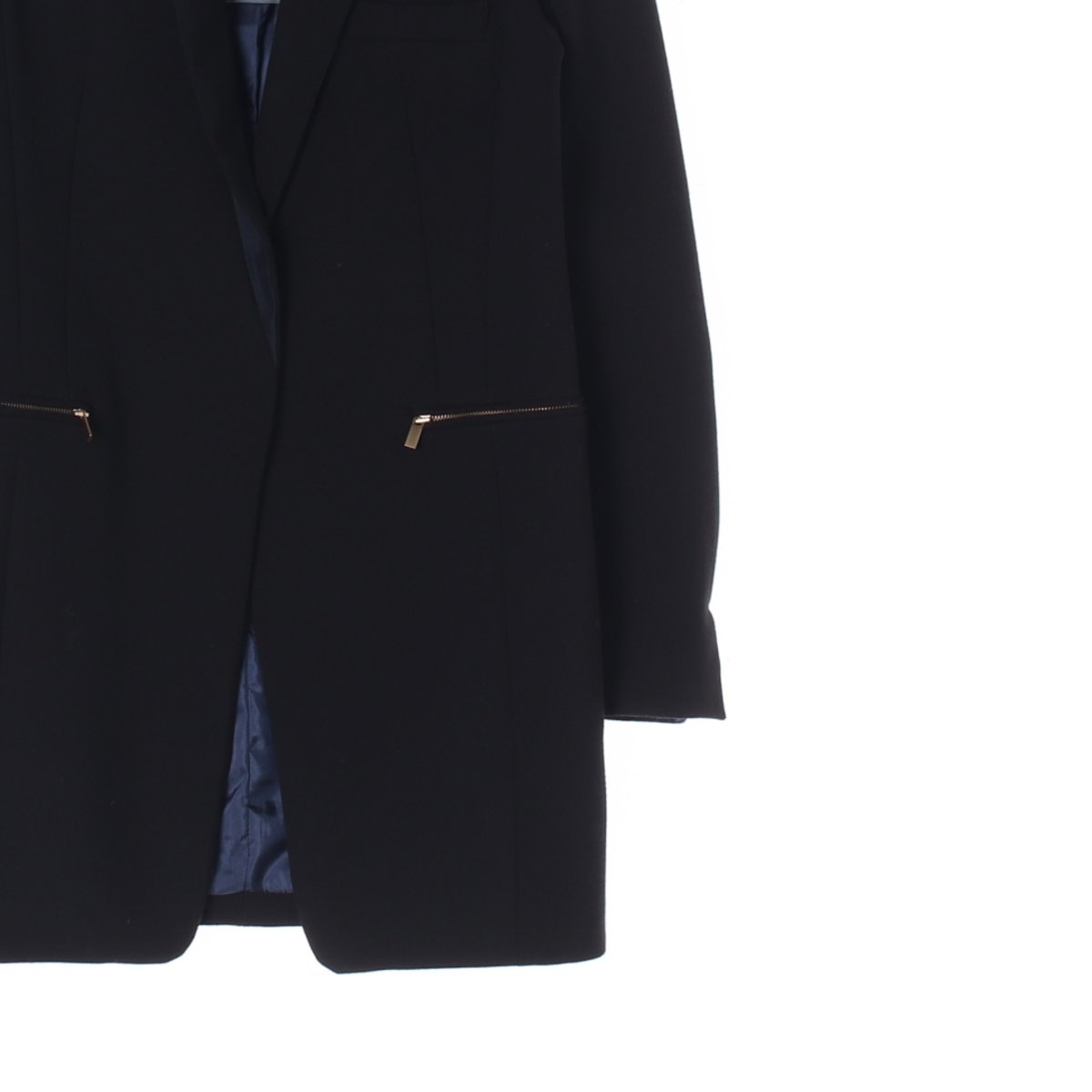 VOV보브 블랙 지퍼 싱글 롱 재킷 이미지 3