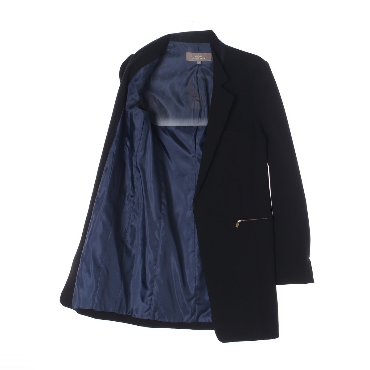VOV보브 블랙 지퍼 싱글 롱 재킷 이미지 4