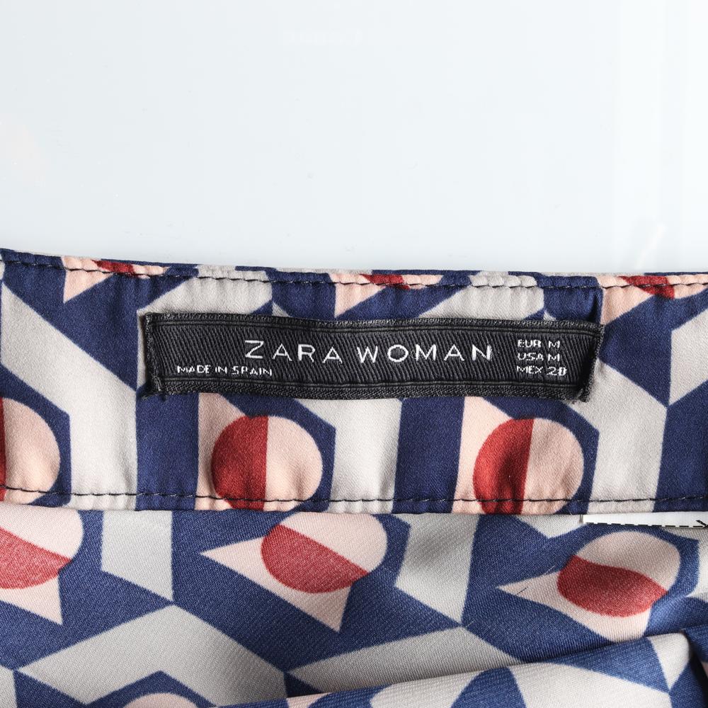 자라 블루 레드 쉬폰 플레어 롱 스커트 이미지 5