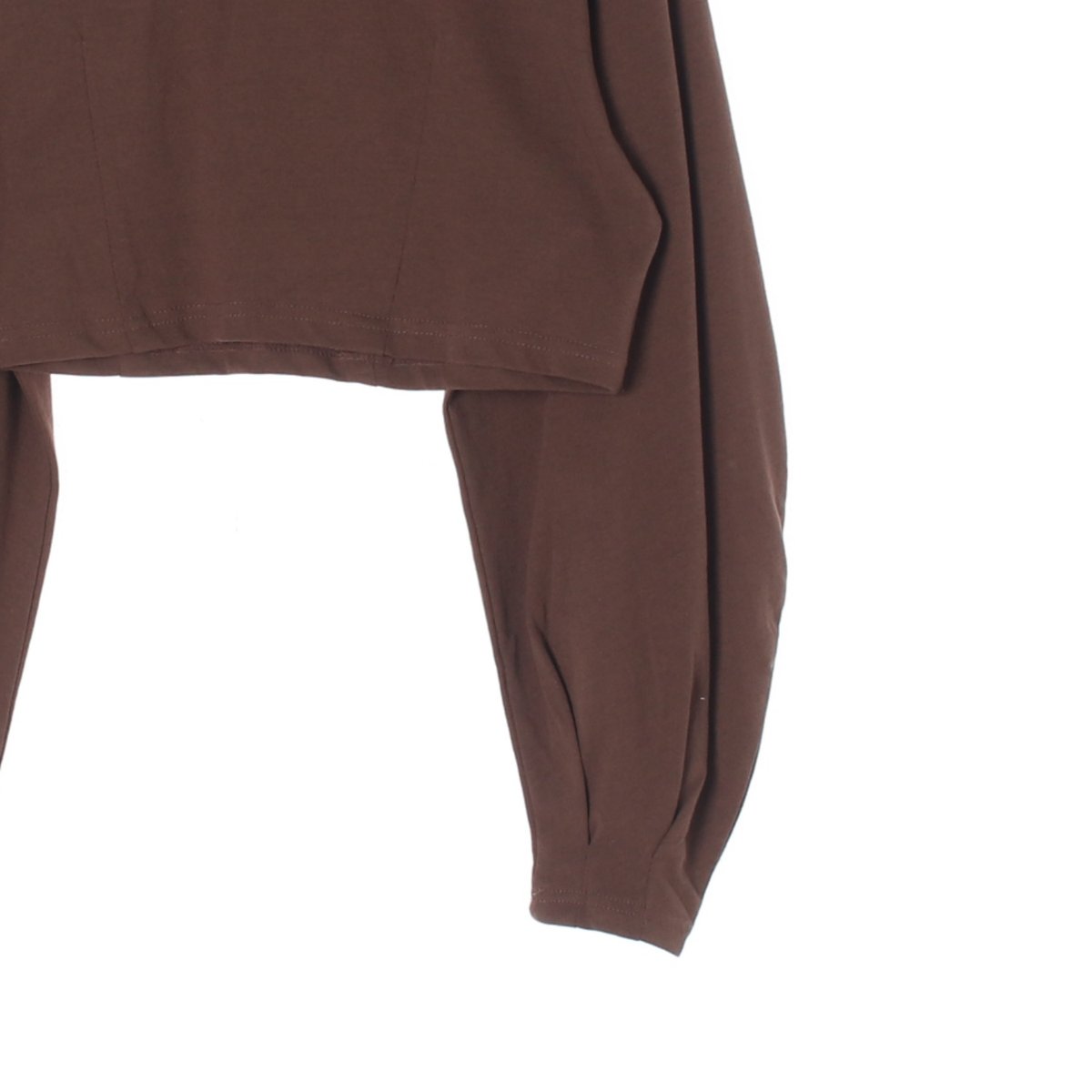 스컬프터 브라운 보트넥 크롭 긴팔 티셔츠 이미지 3