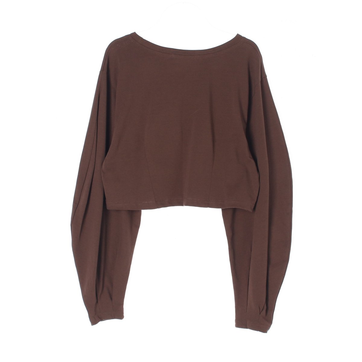 스컬프터 브라운 보트넥 크롭 긴팔 티셔츠 이미지 4