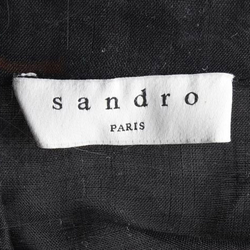 산드로 린넨100 블랙 반팔 카라 셔츠 블라우스 이미지 5