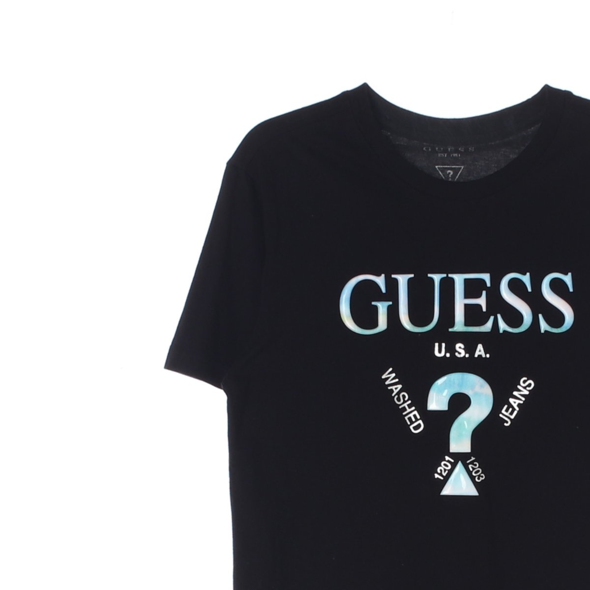 게스 블루 프린팅 반팔 라운드 티셔츠 이미지 2