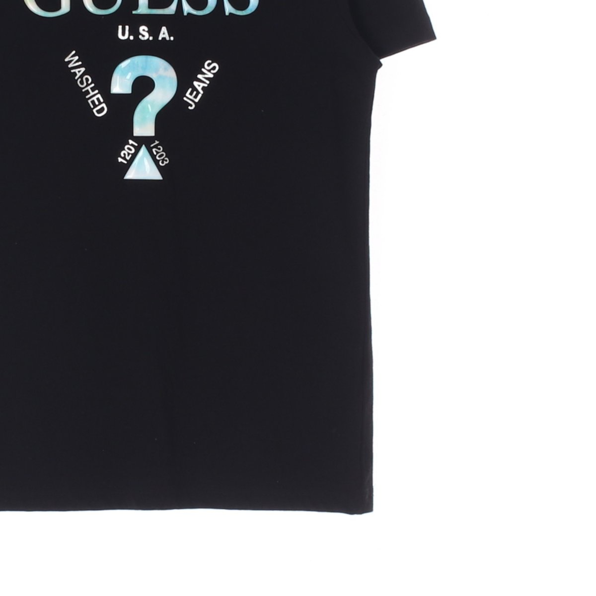 게스 블루 프린팅 반팔 라운드 티셔츠 이미지 3