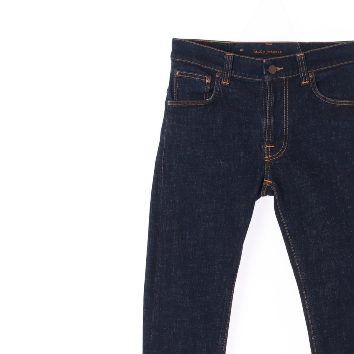 누디진 진청 오렌지 스티치 생지 데님 청바지 이미지 2