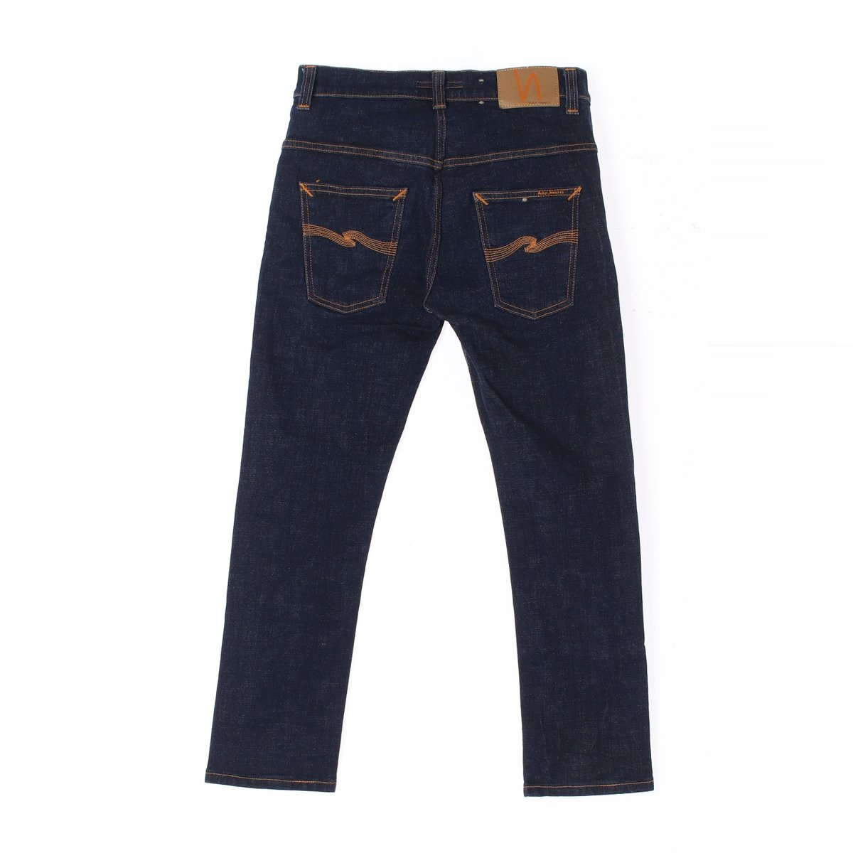 누디진 진청 오렌지 스티치 생지 데님 청바지 이미지 4