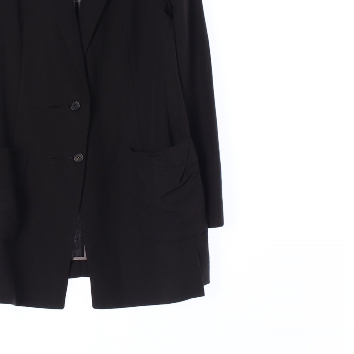 마쥬 린넨 블랙 하이넥 싱글 롱재킷 이미지 3