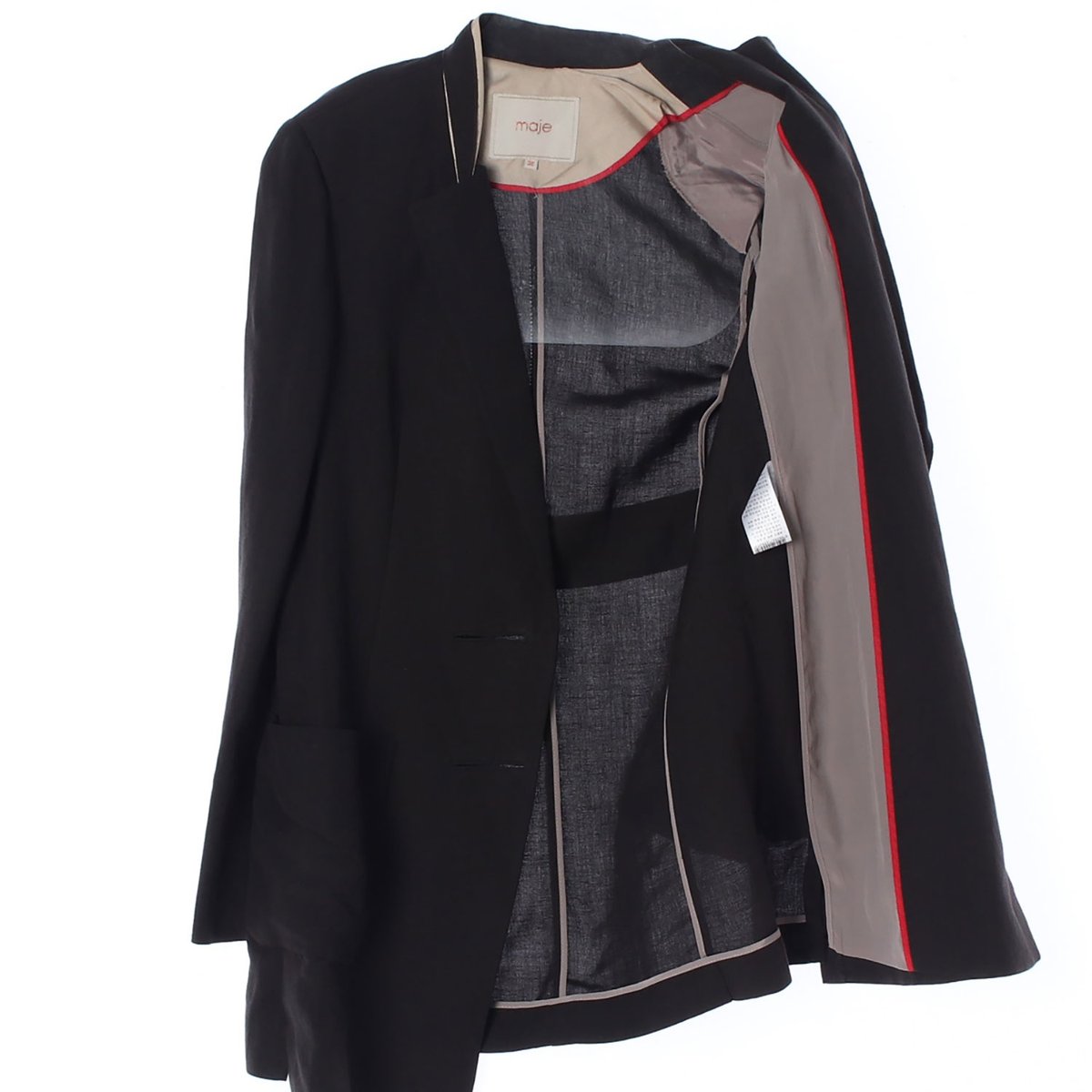 마쥬 린넨 블랙 하이넥 싱글 롱재킷 이미지 4