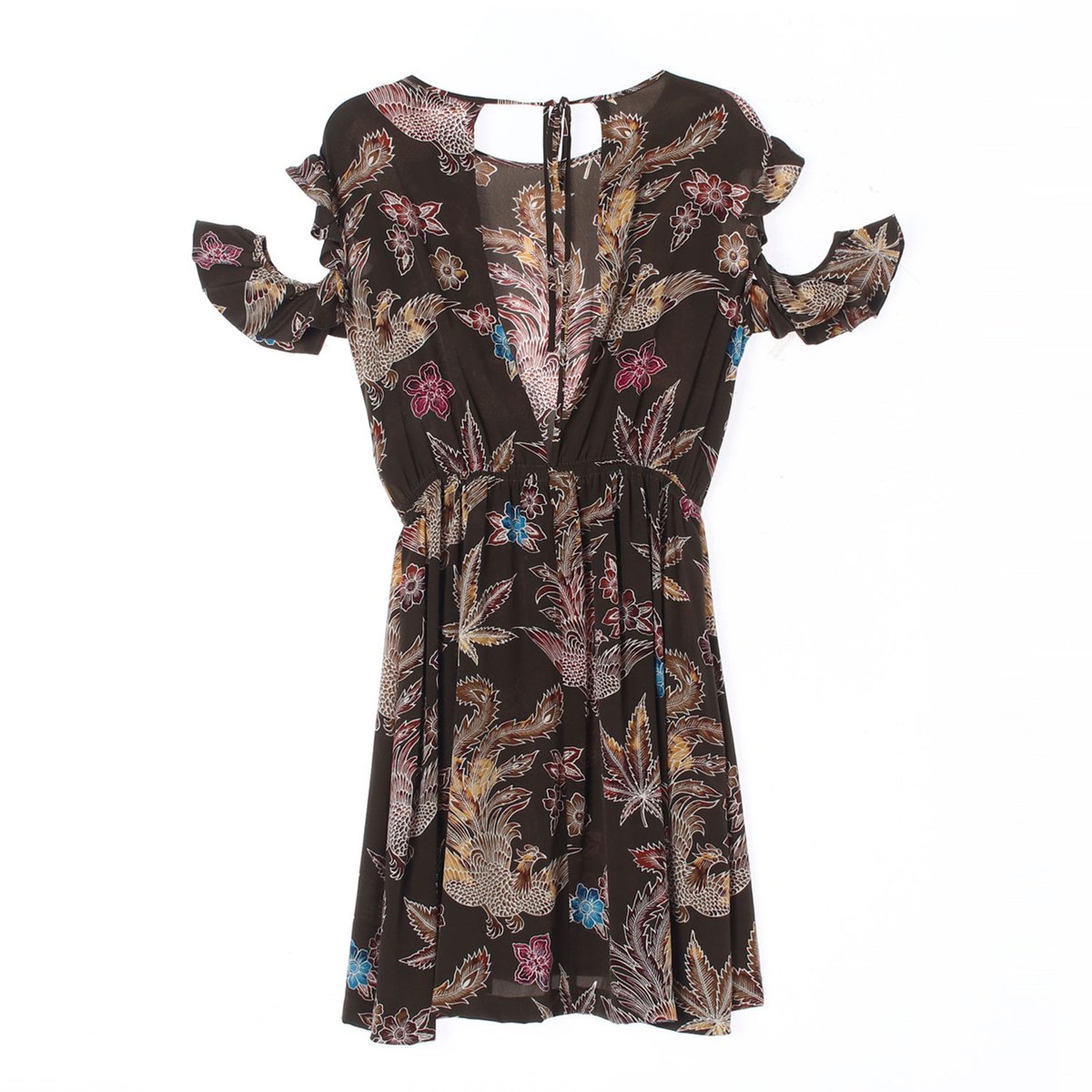 산드로 브라운 러플 소매 원피스 이미지 4