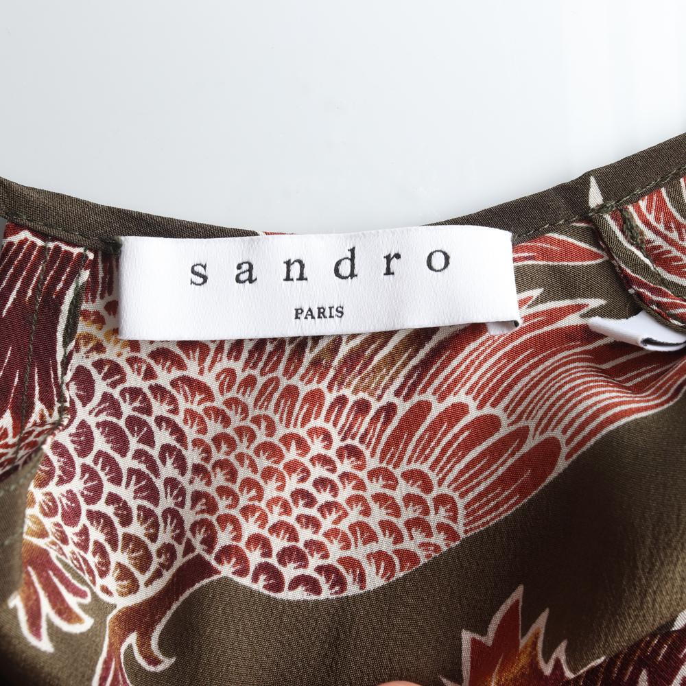 산드로 브라운 러플 소매 원피스 이미지 5