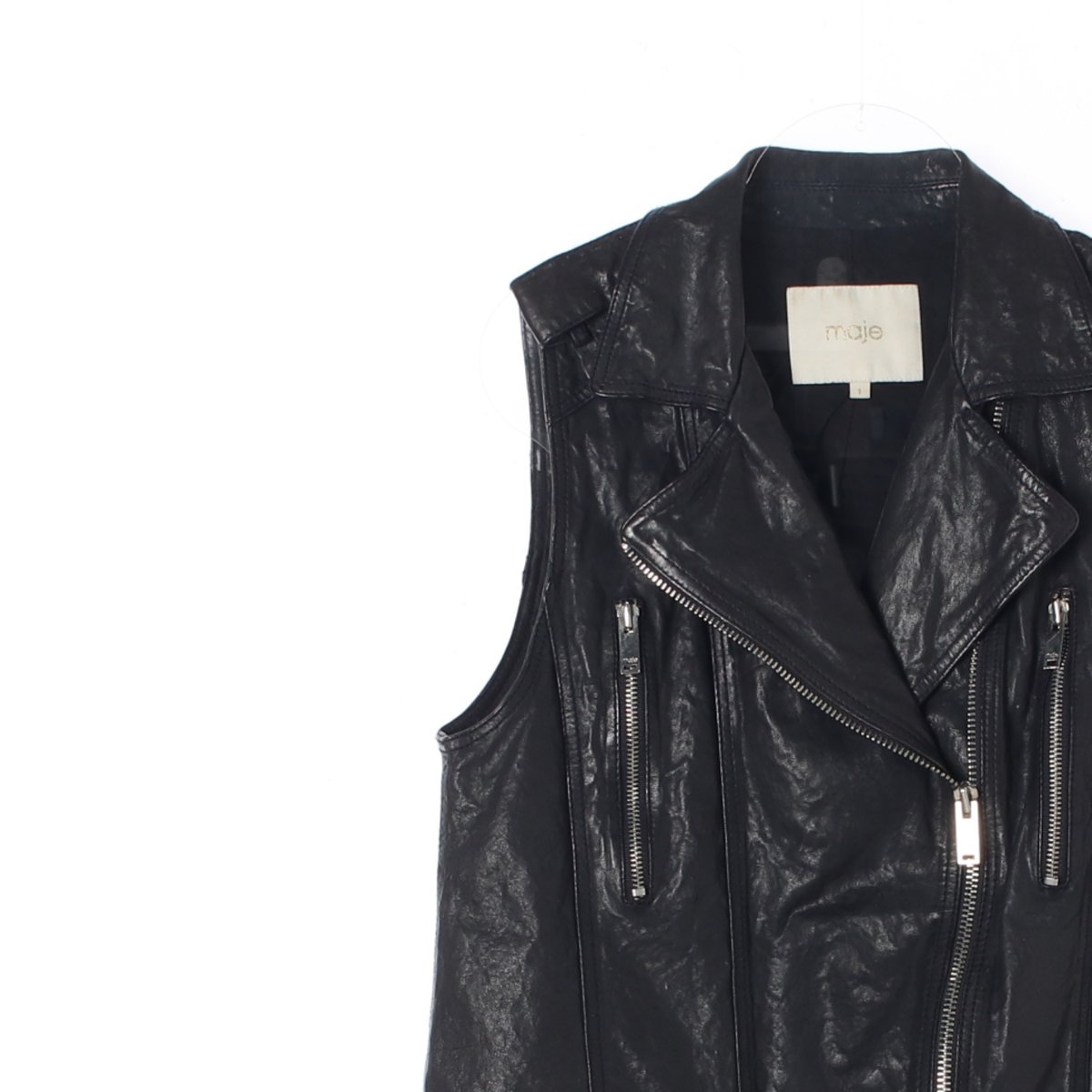 마쥬 양가죽100% 가죽 레더 베스트 바이커재킷 이미지 2