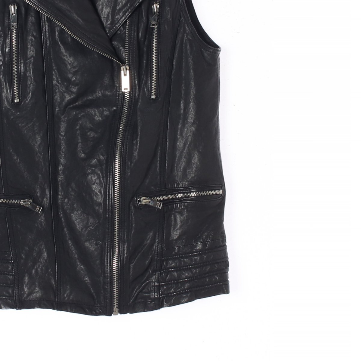 마쥬 양가죽100% 가죽 레더 베스트 바이커재킷 이미지 3