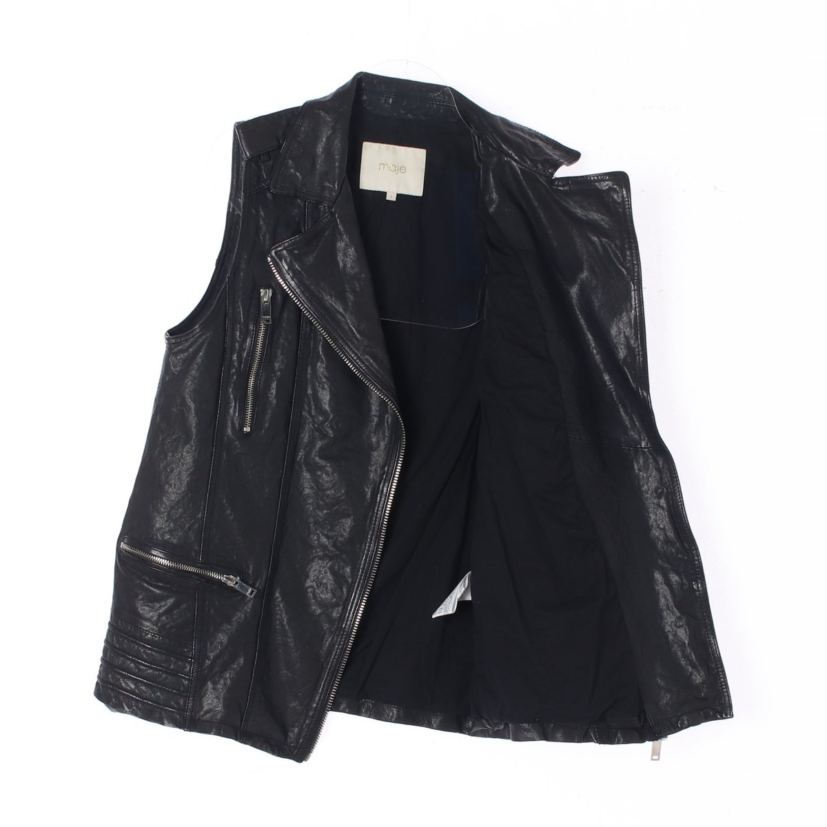 마쥬 양가죽100% 가죽 레더 베스트 바이커재킷 이미지 4