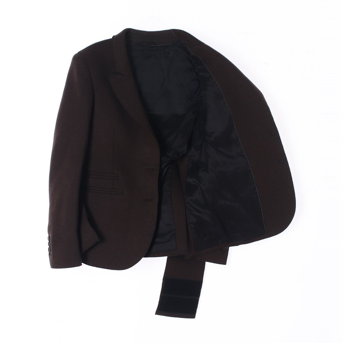 닐 바렛 울80 브라운 넓은 벨트 울재킷 코트 이미지 4