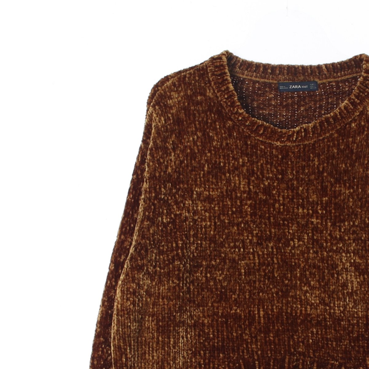 자라 브라운 라운드 니트 스웨터 이미지 2