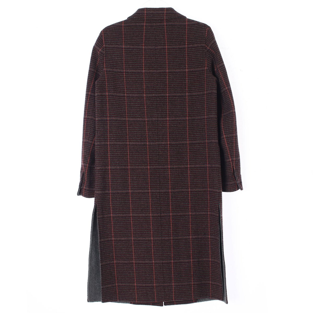 SJSJ에스제이에스제이 체크 슬릿 울 싱글 롱코트 이미지 5