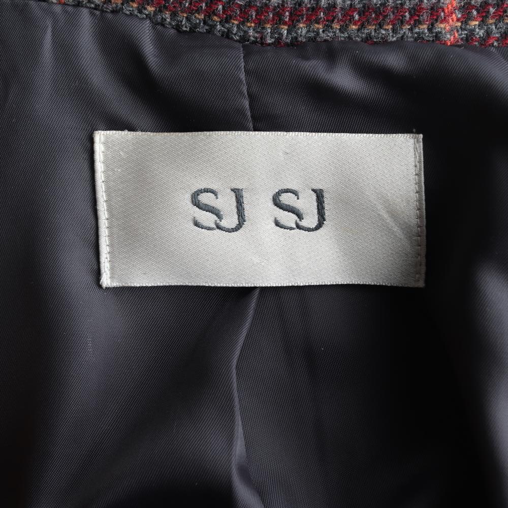 SJSJ에스제이에스제이 체크 슬릿 울 싱글 롱코트 이미지 6