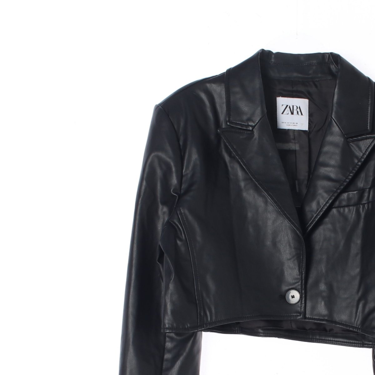 자라 블랙 에코레더 크롭 재킷 가죽재킷 이미지 2