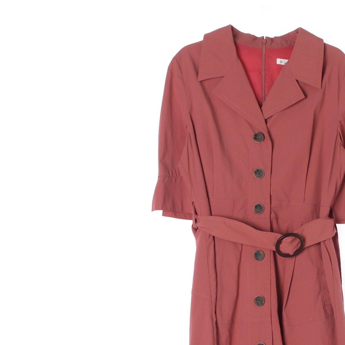 잇미샤 핑크 벨트 셔츠 반팔 롱원피스 이미지 2