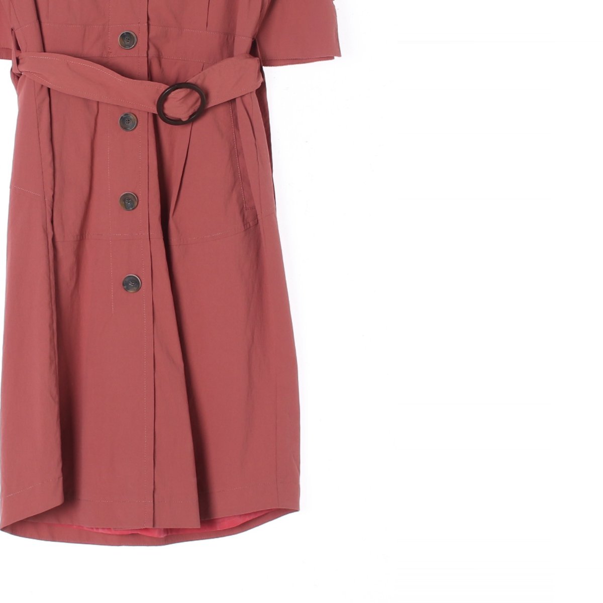 잇미샤 핑크 벨트 셔츠 반팔 롱원피스 이미지 3