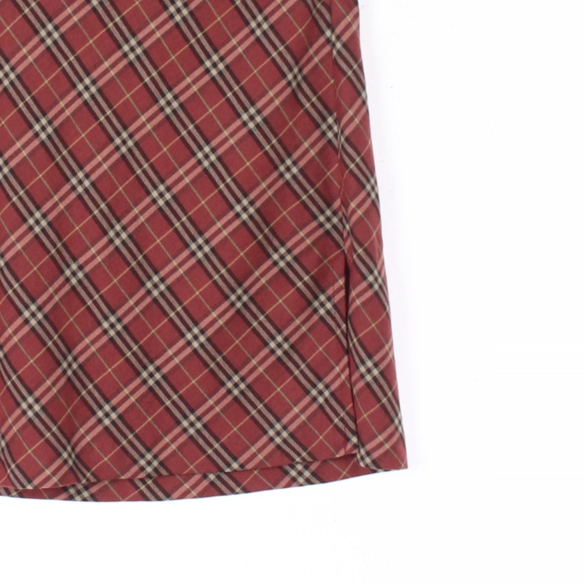 버버리 울89 레드 체크 사이드 슬릿 스커트 이미지 3