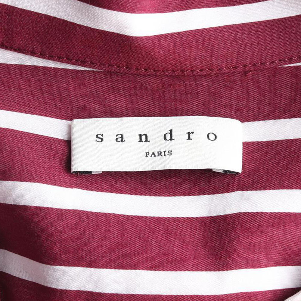 산드로 레드 리본 타이 플리츠 레이어드 롱 셔츠원피스 이미지 5