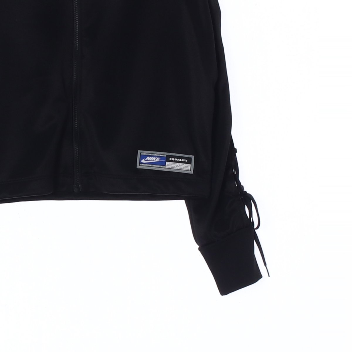나이키 블랙 소매 레이스업 모크넥 크롭 집업재킷 이미지 3