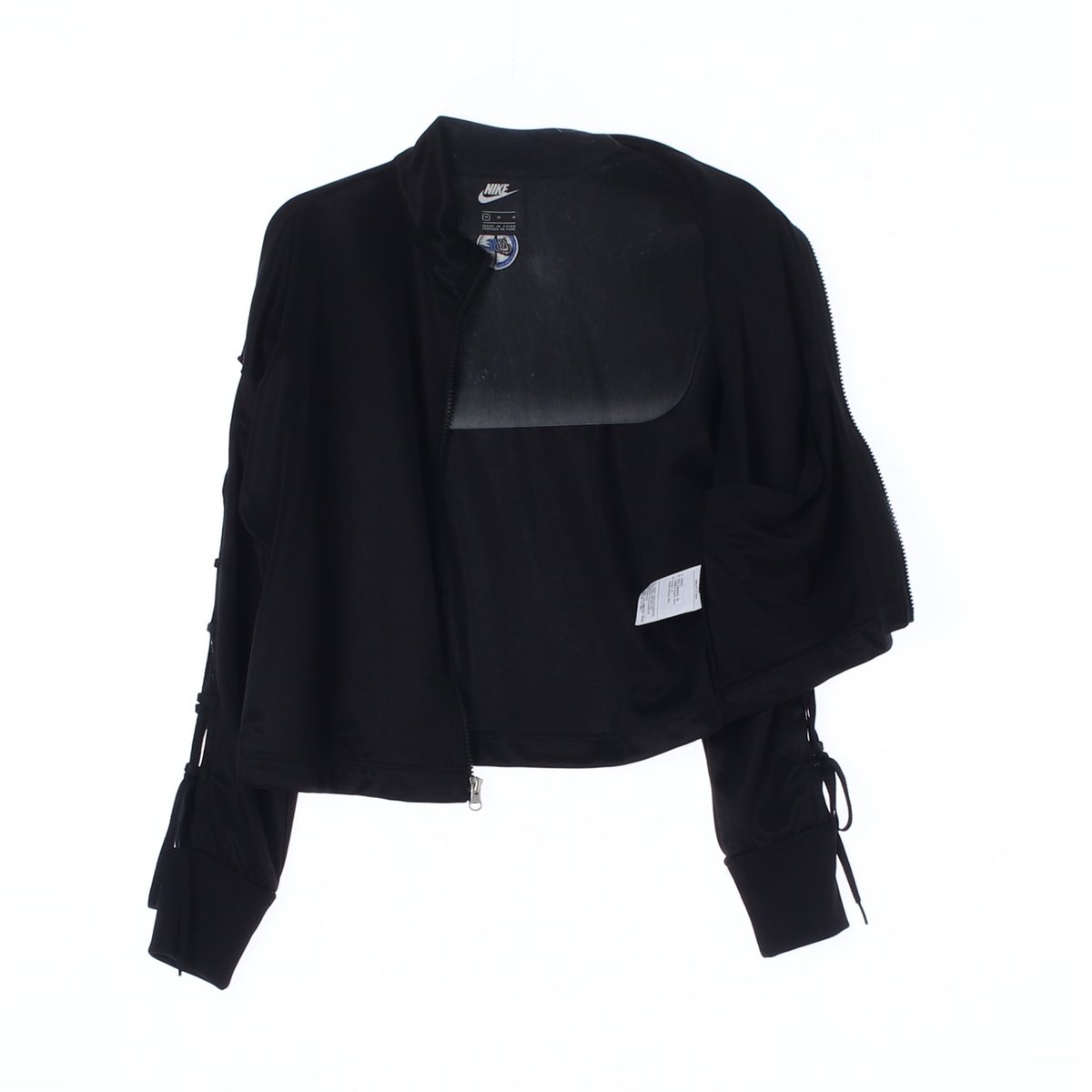 나이키 블랙 소매 레이스업 모크넥 크롭 집업재킷 이미지 4