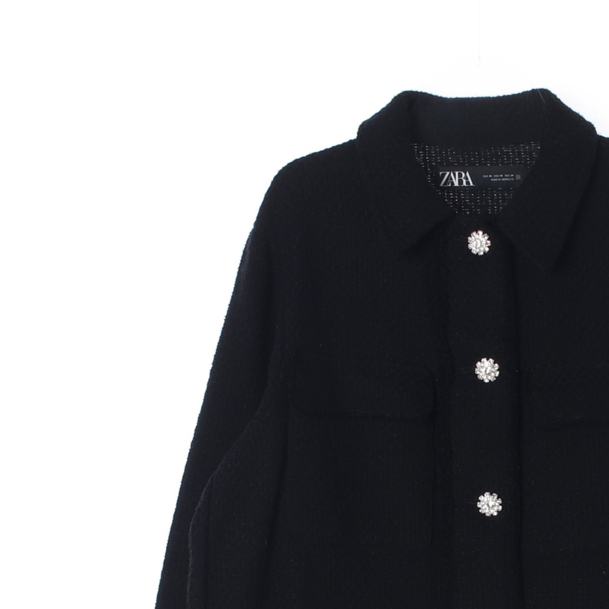 자라 트위드 포켓 크리스탈 버튼 셔킷 자켓 이미지 2