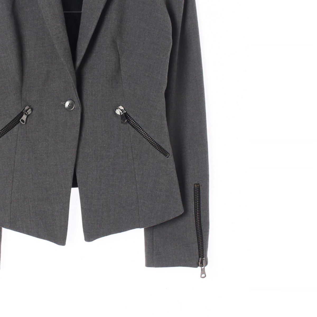 자라 그레이 지퍼 디테일 원버튼 테일러드재킷 이미지 3