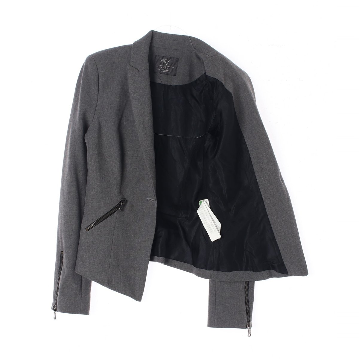 자라 그레이 지퍼 디테일 원버튼 테일러드재킷 이미지 4