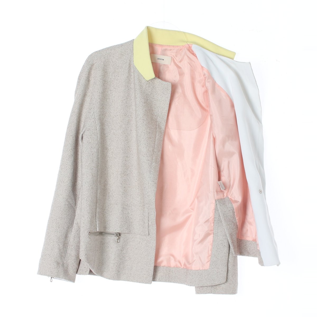 시스템 옐로우카라 그레이 코튼 재킷 이미지 4