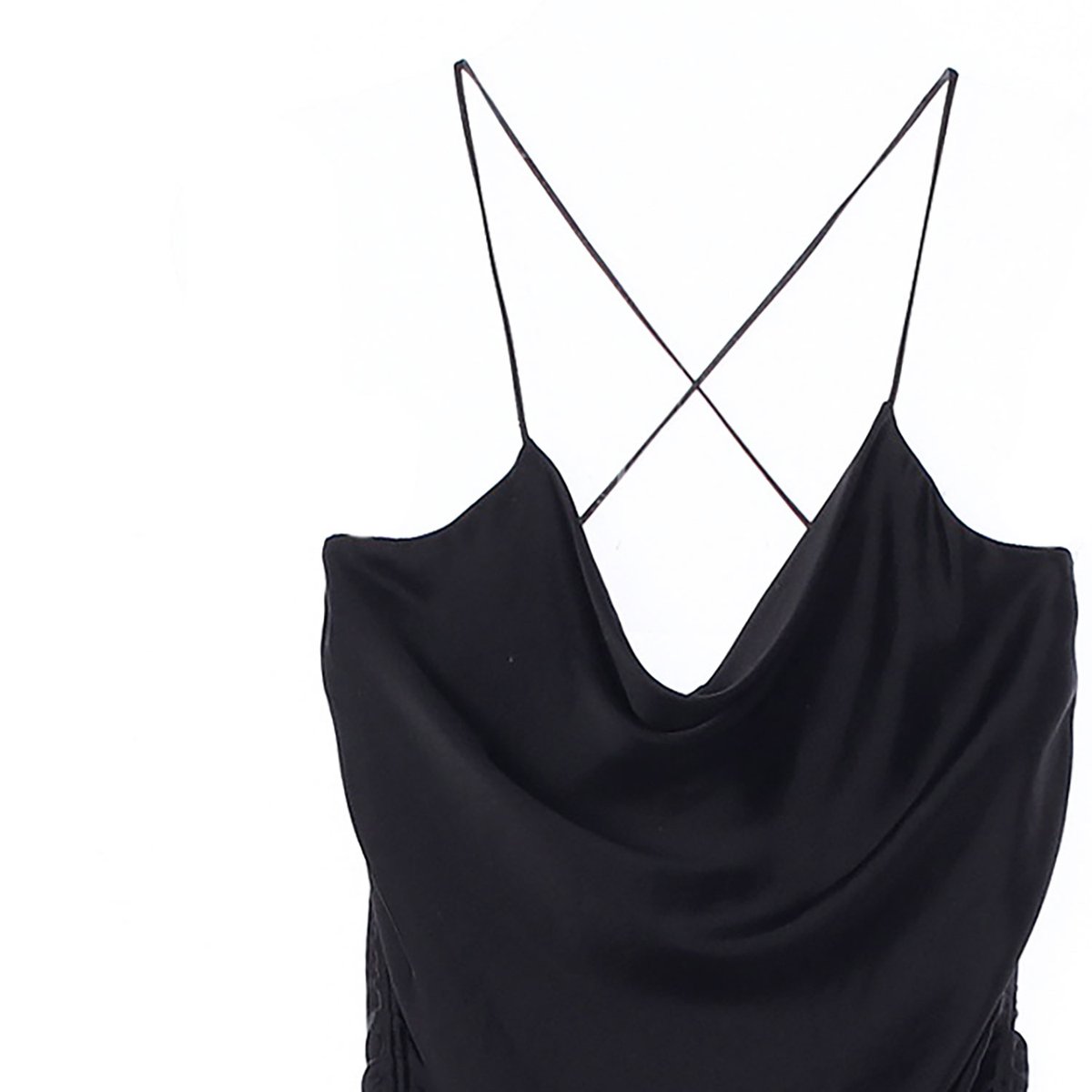 자라 드레이프 새틴 셔링 슬립 미니 드레스 이미지 2