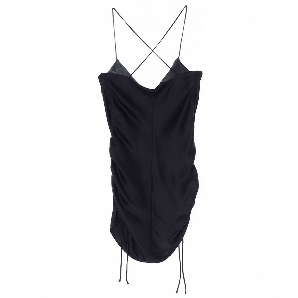 자라 드레이프 새틴 셔링 슬립 미니 드레스 이미지 4