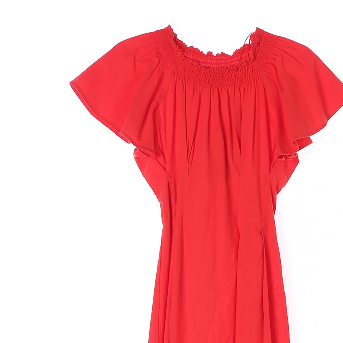 자라 린넨 레드 러플소매 롱 드레스 이미지 2