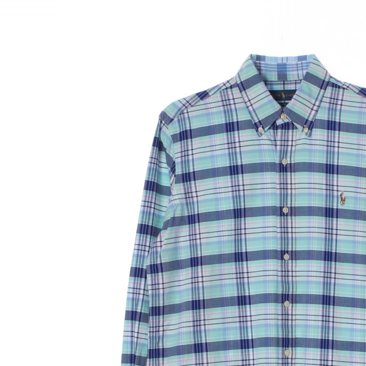 폴로 랄프 로렌 블루 민트 체크 클래식핏 셔츠 이미지 2