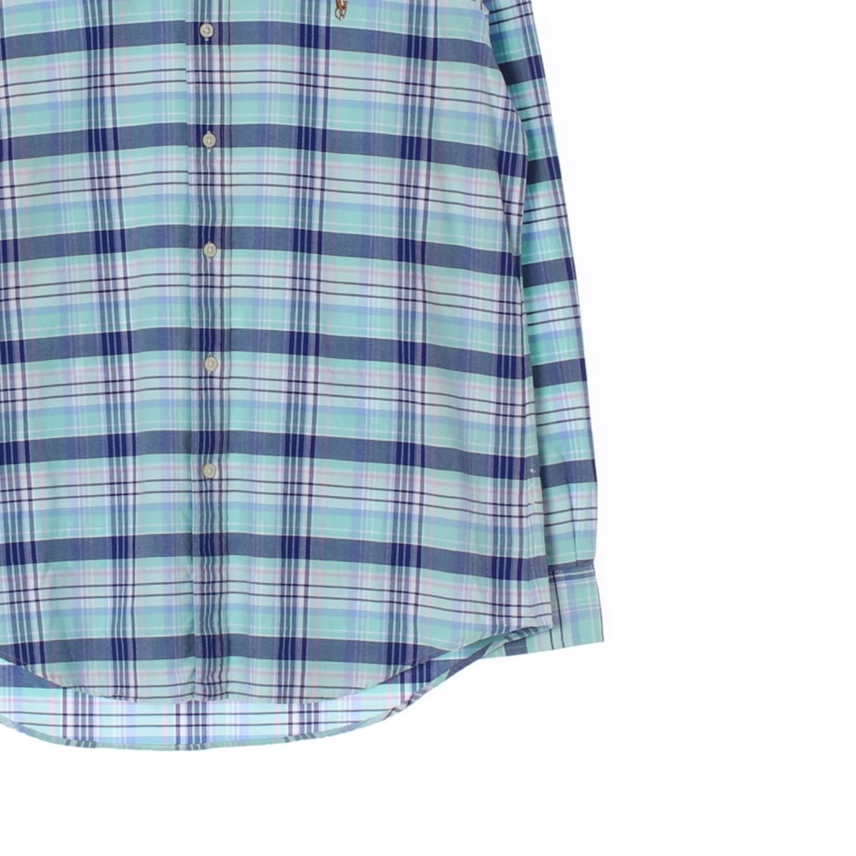 폴로 랄프 로렌 블루 민트 체크 클래식핏 셔츠 이미지 3