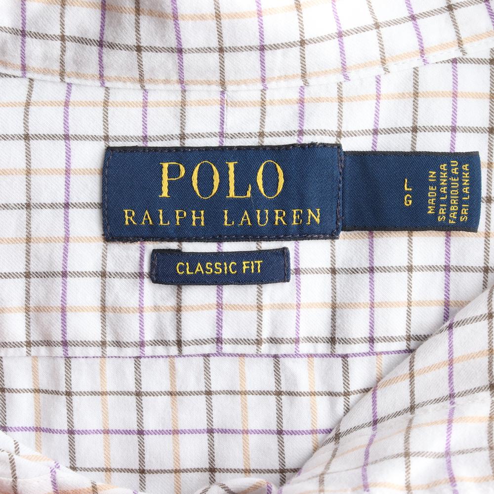 폴로 랄프 로렌 화이트 멀티 체크 클래식핏 셔츠 이미지 5