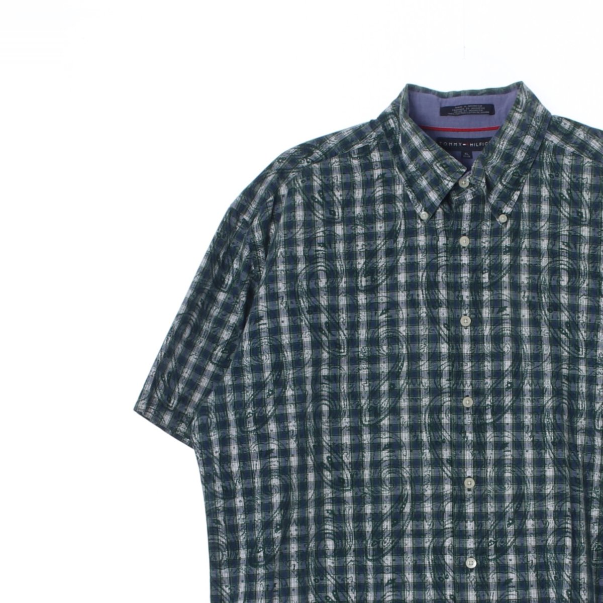 타미힐피거 그린 패턴 체크 반팔 셔츠 이미지 2