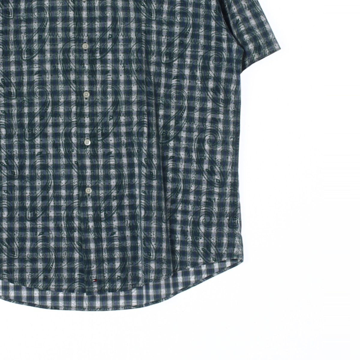 타미힐피거 그린 패턴 체크 반팔 셔츠 이미지 3