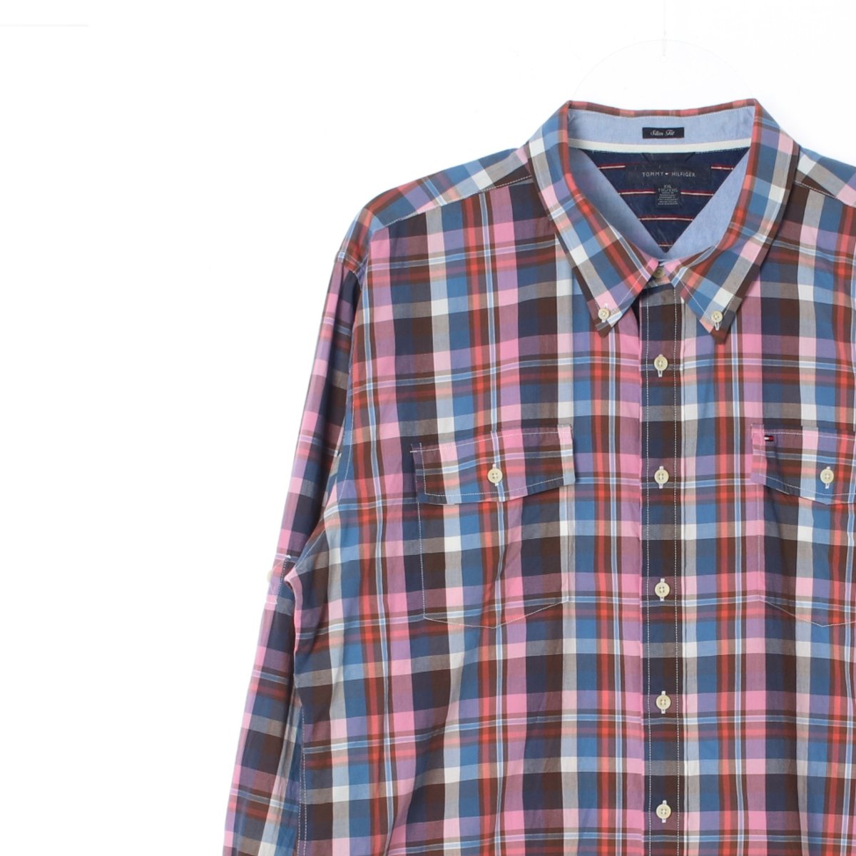 타미힐피거 핑크 체크 더블 포켓 셔츠 이미지 2