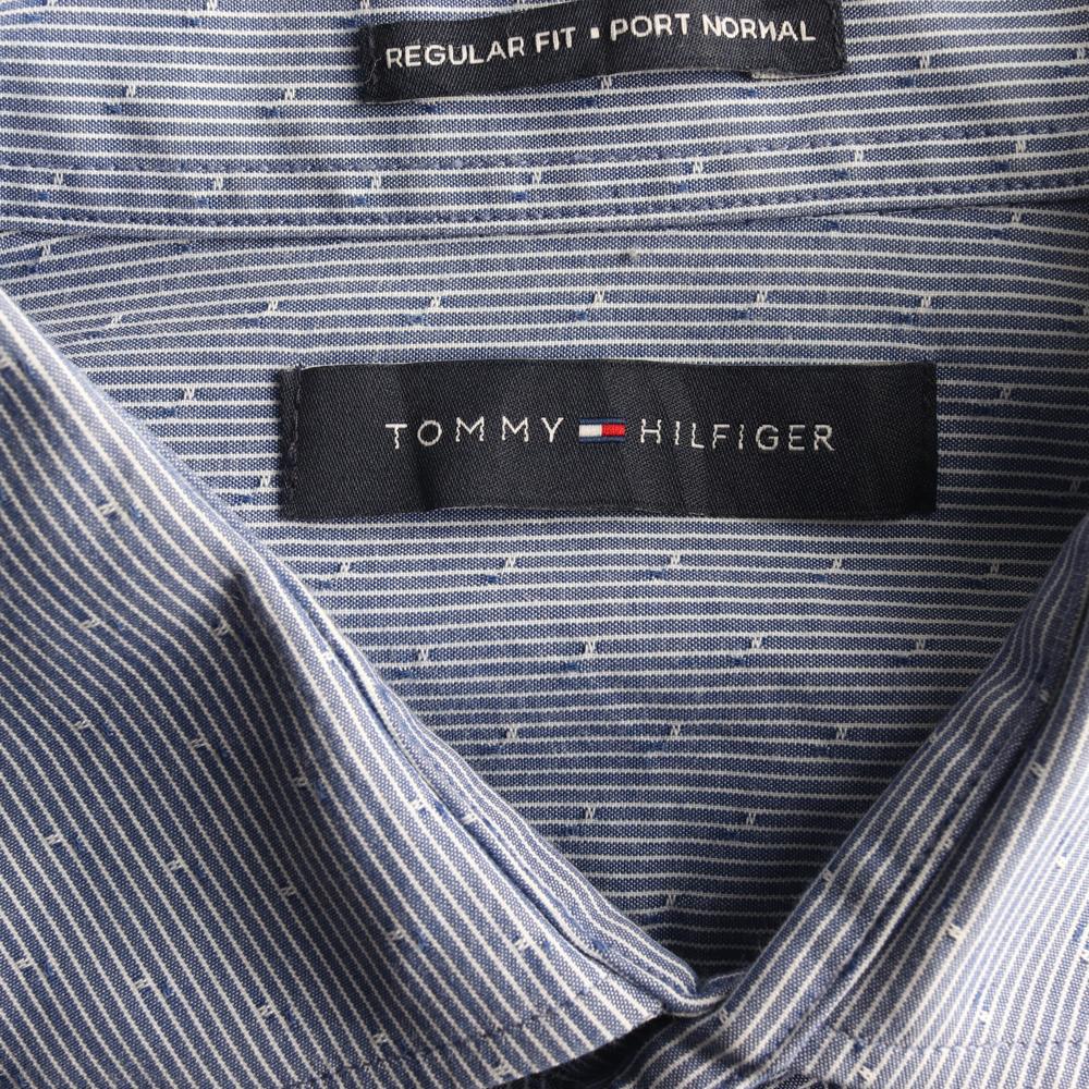 타미힐피거 블루 스트라이프 잔패턴 레귤러핏 셔츠 이미지 5