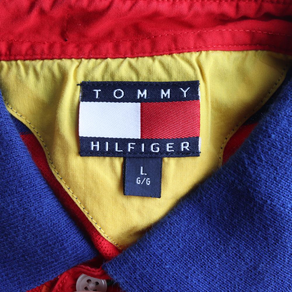 타미힐피거 레드 블루 폴로 반팔 럭비 티셔츠 이미지 5