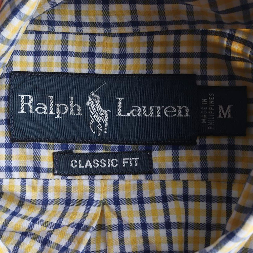 폴로 랄프 로렌 옐로우 블루 체크 클래식핏 셔츠 이미지 5