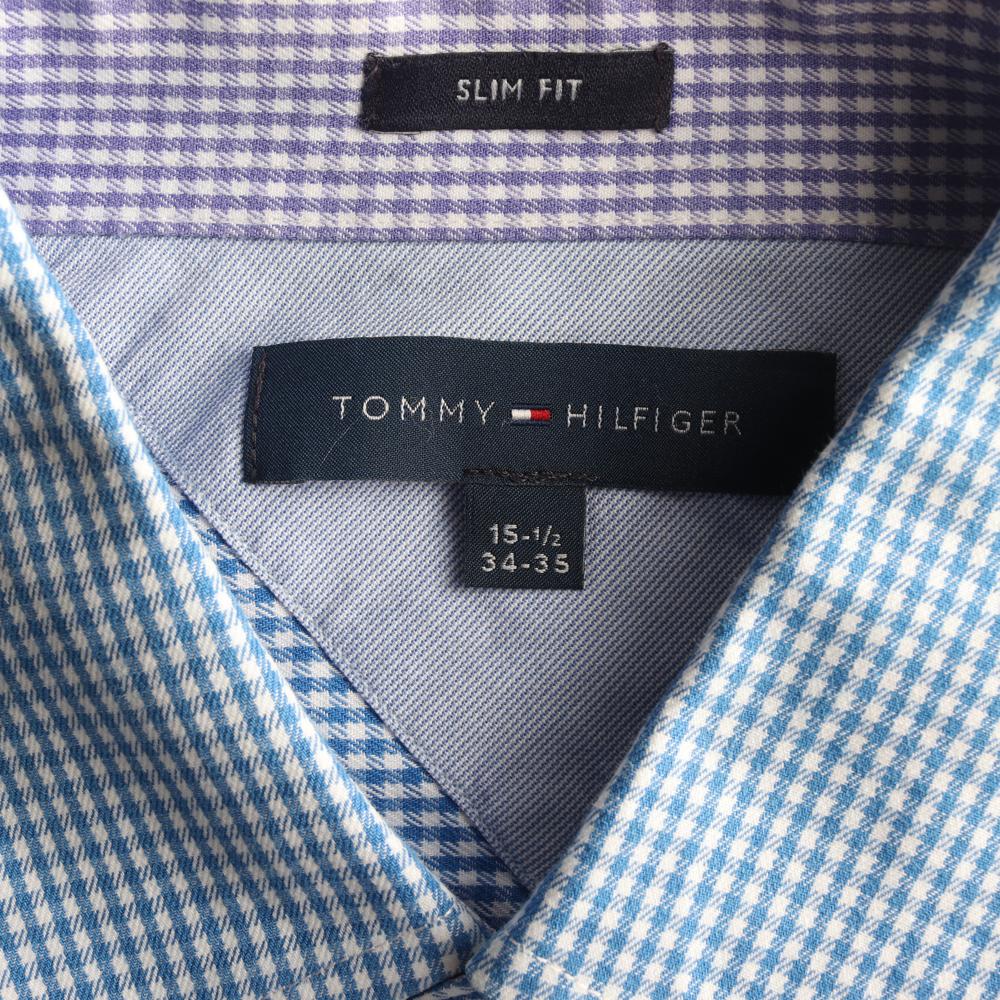 타미힐피거 스카이블루 체크 슬림핏 셔츠 이미지 5