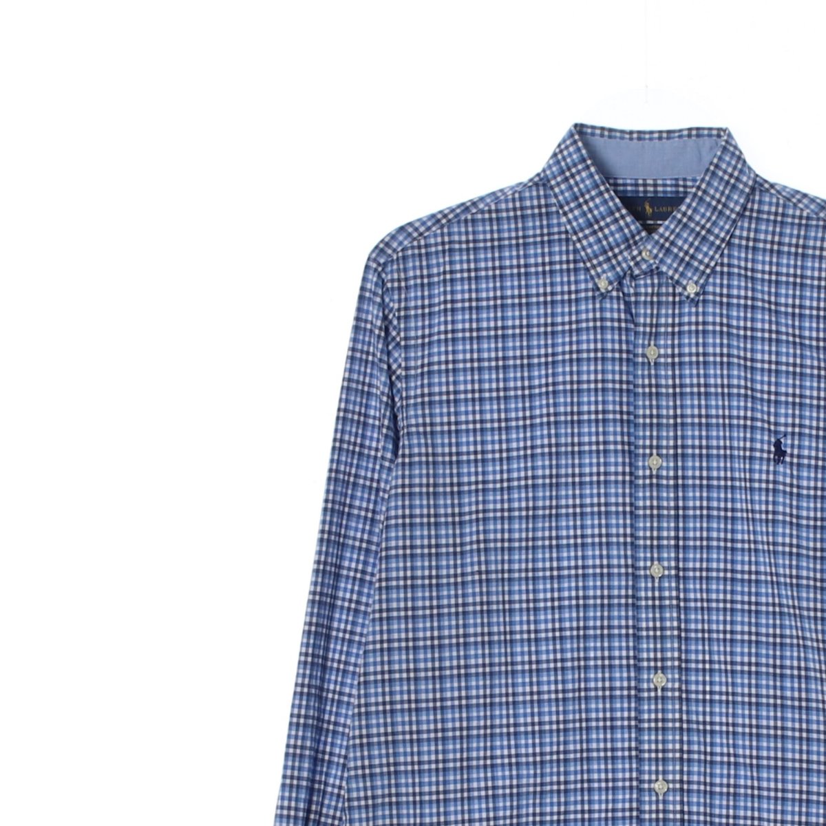 폴로 랄프 로렌 블루 체크 스트레치 셔츠 이미지 2