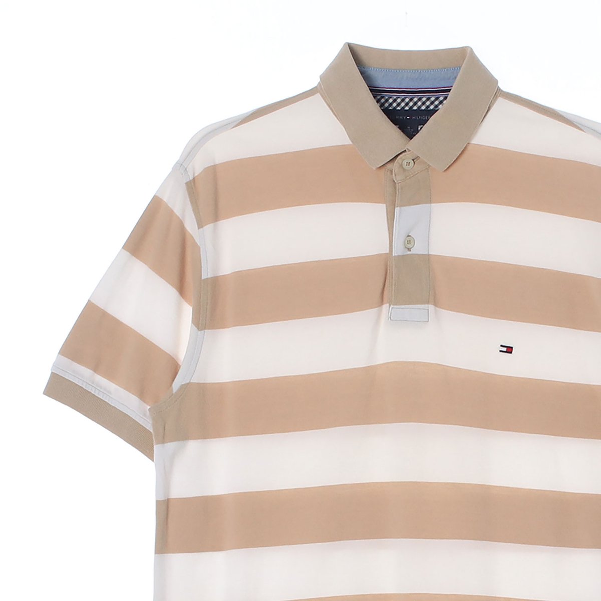 타미힐피거 베이지 스트라이프 반팔 폴로 카라 티셔츠 이미지 2